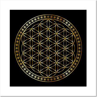 Flower of Life Sacred Geometry Gold Metal Posters and Art